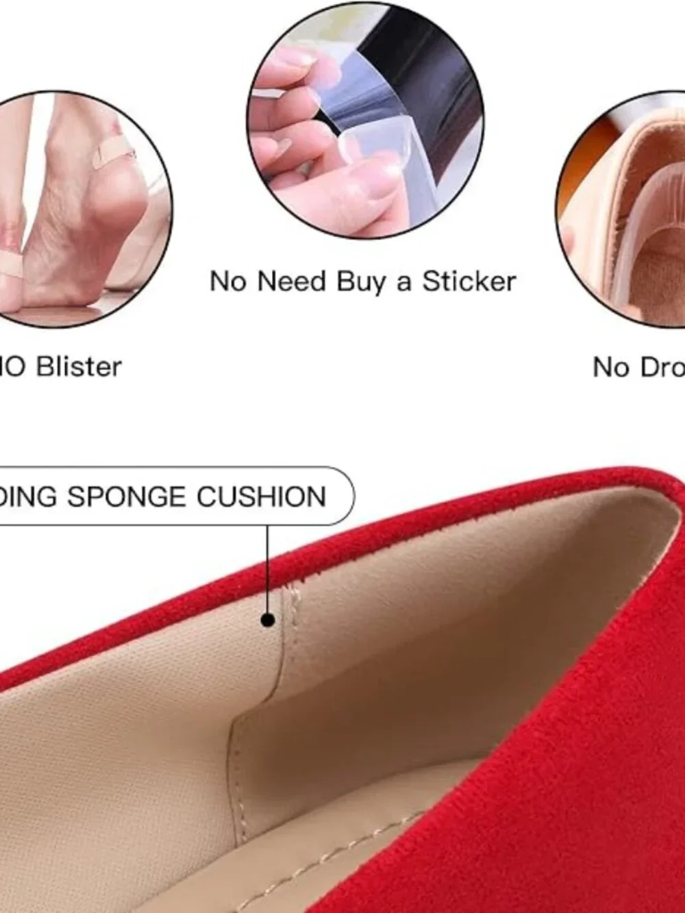 Women's Red Suede Comfortable Pointed Toe Memory Foam Casual Slip On Flat Shoes
